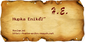 Hupka Enikő névjegykártya
